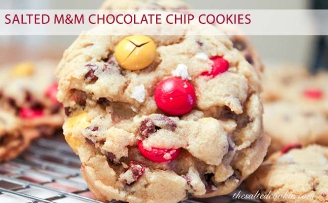 Salted M&M Chocolate Chip Cookies